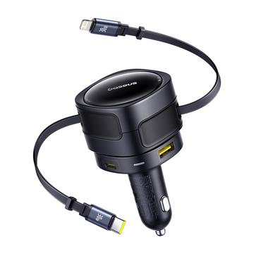 Încărcător auto Baseus Enjoyment Max 90W cu cabluri USB-C și Lightning - negru