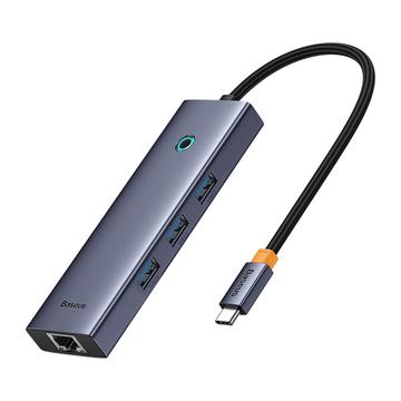 Baseus Flite BS-OH109 4-in-1 USB-C Hub - 3xUSB 3.0, Port Ethernet RJ45 - Gri spațial