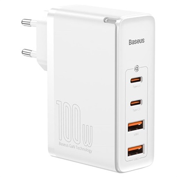 Încărcător Rapid Baseus GaN2 Pro 2xUSB & 2xUSB-C - 100W - Alb