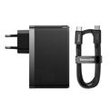 Baseus GaN5 Pro 140W încărcător de perete cu cablu de încărcare USB-C - 2xUSB-C, USB-A - negru
