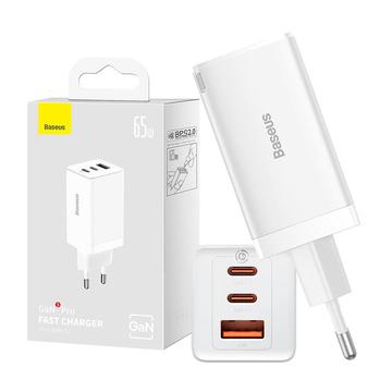 Încărcător de perete Baseus GaN5 Pro 65W - 2xUSB-C, USB-A - alb