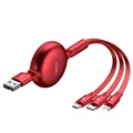 Cablu Baseus Little Octopus 3-în-1 - Lightning, USB-C, MicroUSB (Ambalaj Deschis - Excelent) - Roșu