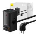 Baseus PowerCombo Digital Power Strip 65W cu cablu USB-C retractabil - 2xAC, USB-C, USB-A - negru