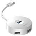 Hub USB 3.0 Baseus Round Box cu 4 porturi cu sursă de alimentare MicroUSB - alb