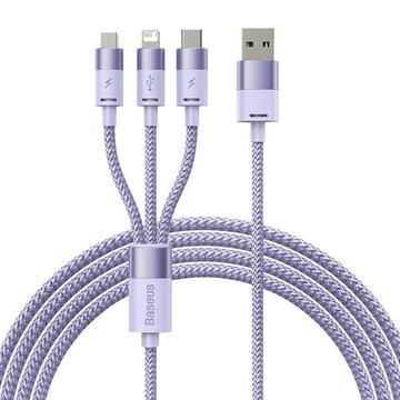 Baseus StarSpeed 3 în 1 cablu de încărcare și date - 1.2m, 3.5A - Violet