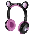 Căști Bluetooth BK7 cu LED - Bear Ear - Negru