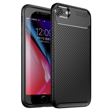 Husă TPU iPhone 7/8/SE (2020)/SE (2022) - Beetle Fibra de Carbon - Negru