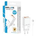 Beline BLN3CW65C GaN 65W încărcător de perete GaN cu cablu USB-C - 2xUSB-C, USB-A - alb