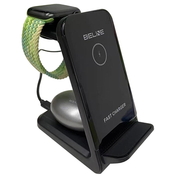 Stație Andocare Wireless Beline HY08 3-în-1 - 15W - Negru