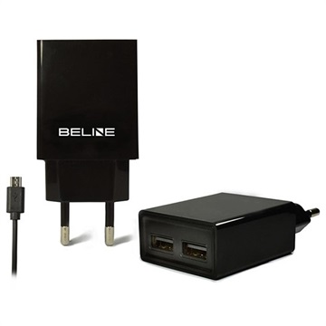 Încărcător Universal Dual-Port Și Cablu Micro USB Beline - Negru
