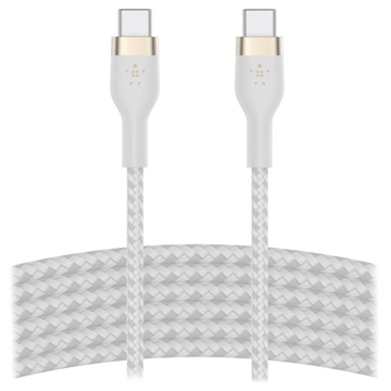 Cablu USB-C / USB-C Belkin BoostCharge Pro Flex 60W - 3m - Alb