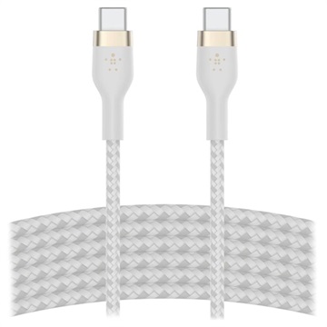 Cablu USB-C / USB-C Belkin BoostCharge Pro Flex 60W - 3m - Alb