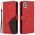 Husă Portofel Samsung Galaxy A22 5G, Galaxy F42 5G - Bi-Color - Roșu
