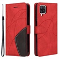 Husă Portofel Samsung Galaxy A12 - Bi-Color - Roșu