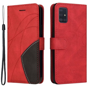Husă Portofel Samsung Galaxy A51 - Bi-Color - Roșu