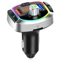 Transmițător FM Bluetooth și Încărcător Auto cu Lumină LED BC63 - Negru