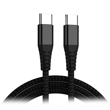Cablu Încărcare USB Tip-C Împletit Power Delivery - 1m, 65W - Negru