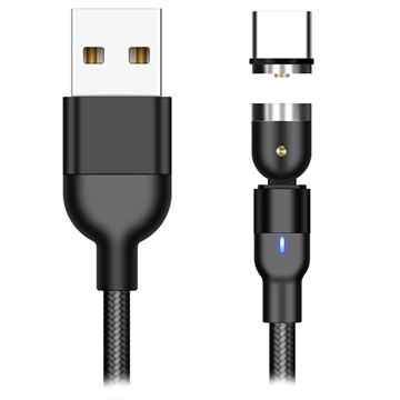 Cablu Magnetic Rotativ Împletit USB Tip-C - 2M - Negru