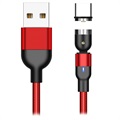 Cablu Magnetic Rotativ Împletit USB Tip-C - 2m - Roșu