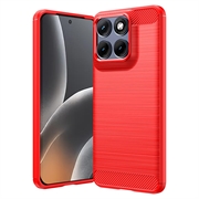 Husă TPU Brushed Motorola Edge 70 Fusion/70 Fusion+ - Fibră de Carbon - Roșu