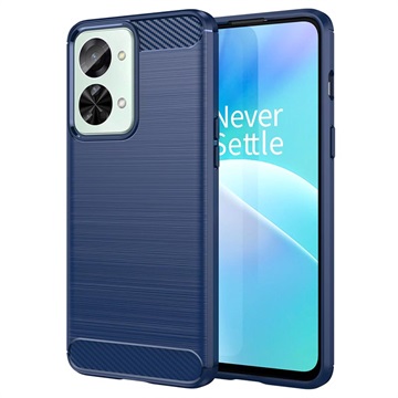 Husă TPU Periată OnePlus Nord 2T - Fibră De Carbon - Albastru