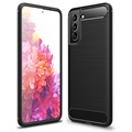 Husă TPU Periată pentru Samsung Galaxy S21 FE 5G - Fibră de Carbon