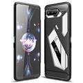 Husă TPU Periată Asus ROG Phone 5 - Fibră De Carbon - Negru