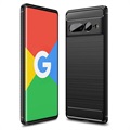 Husă TPU Periat Google Pixel 7 Pro - Fibră De Carbon - Negru