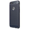 Husă TPU periată OnePlus 5T - Fibră de carbon - Albastru închis