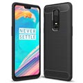 Husă din TPU periat OnePlus 6 - Fibră de carbon - Neagră