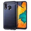 Husă TPU Periată pentru Samsung Galaxy A40 - Fibră de Carbon