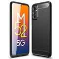 Husă TPU Periată pentru Samsung Galaxy M52 5G - Fibră de Carbon - Negru