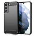 Husă TPU Periată pentru Samsung Galaxy S22 5G - Fibră de Carbon - Negru