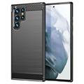 Husă TPU Brushed Samsung Galaxy S22 Ultra 5G - Fibră De Carbon - Negru