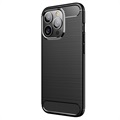 Husă TPU Brushed iPhone 13 Pro - Fibră De Carbon - Negru