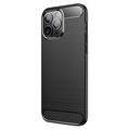 Husă TPU Mat iPhone 13 - Fibră De Carbon - Negru