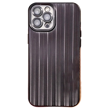 Husă TPU Periată iPhone 12 Pro cu Protecție Obiectiv Camera - Negru