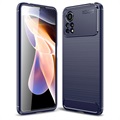 Husă TPU Periată pentru Xiaomi Poco X4 Pro 5G - Fibră de Carbon - Albastru