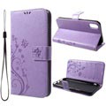 Husă tip portofel pentru iPhone XR Butterfly Series - Violet