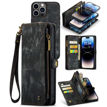 Husă Portofel iPhone 14 Pro Max - Caseme 2-în-1 Multifunctional - Negru