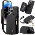 Husă Hibridă iPhone 14 Pro Max - Caseme C20 Zipper Pocket - Negru