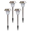 CIS-57453A Pachet de 4 lămpi solare de grădină din oțel inoxidabil - IP65 - alb cald și RGB