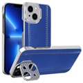Husă Hibrid iPhone 13 - CamStand - Fibra de Carbon - Albastru
