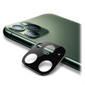 Protector din metal și sticlă temperată pentru obiectivul camerei iPhone 11 Pro/11 Pro Max - negru
