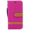 Husă portofel pentru jurnal de pânză pentru Samsung Galaxy J3 (2017) - roz aprins