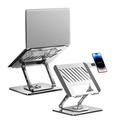 Suport rotativ pentru laptop cu două brațe din oțel carbon cu suport magnetic pentru telefon - argintiu