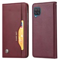 Husă Portofel Samsung Galaxy A22 4G - Card Set - Roșu Vin