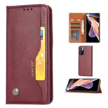 Husă Portofel Xiaomi Redmi Note 11 Pro/Note 11 Pro+ - Card Set - Roșu Vin