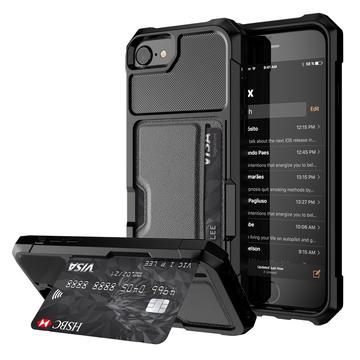 Husă Hibrid cu Slot Card iPhone 7/8/SE (2020)/SE (2022) - Negru