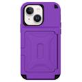 Husă Hibrid iPhone 14 - Oglindă Ascunsă și Slot Card - Violet